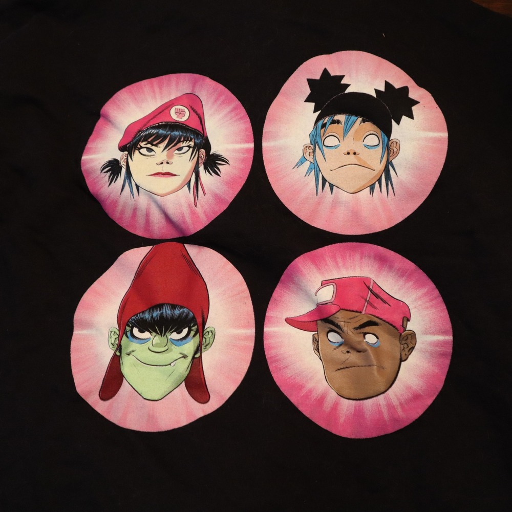 Gorillaz Cracker Island Mens Hoodie Small Black Full Zip Graphic Rock Sweatshirt